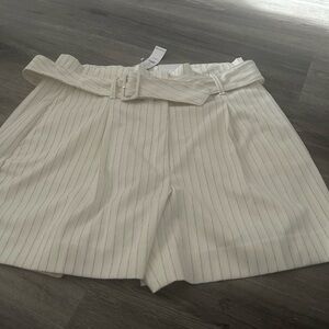 White House Black Market High Waist Cream Pinstripe Shorts